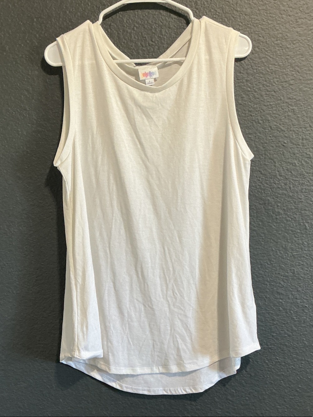 LuLaRoe White Sleeveless Tank with Crossback Detail